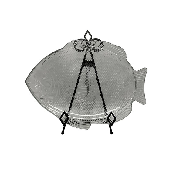 Vintage Anchor Hocking Large Fish Serving Clear Glass Platter - Picture 1 of 3